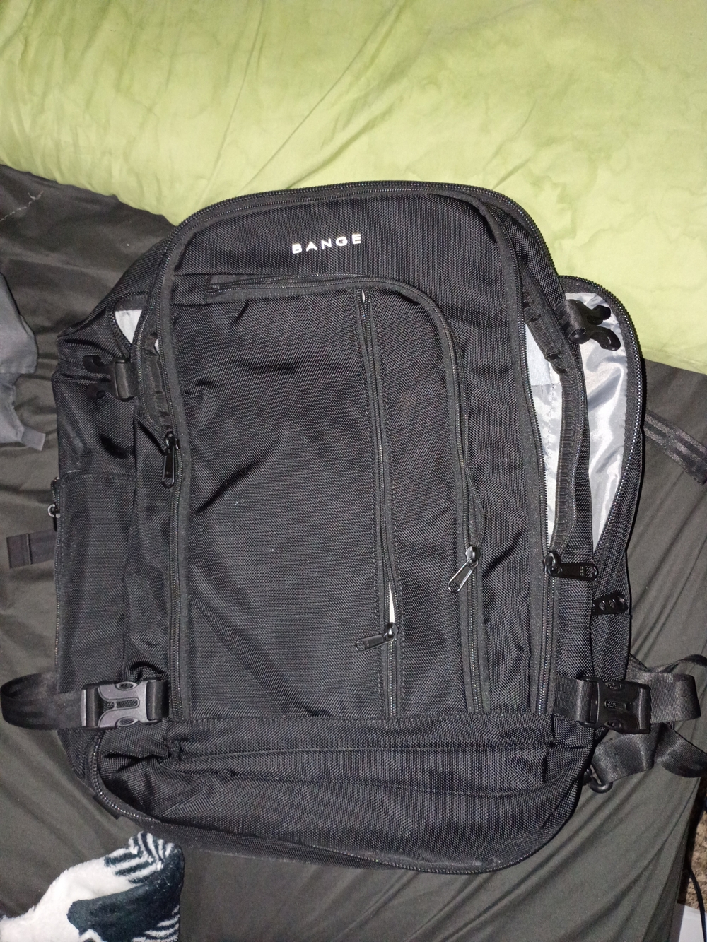 Black Men's Everyday Travel Backpack with Multiple Compartments